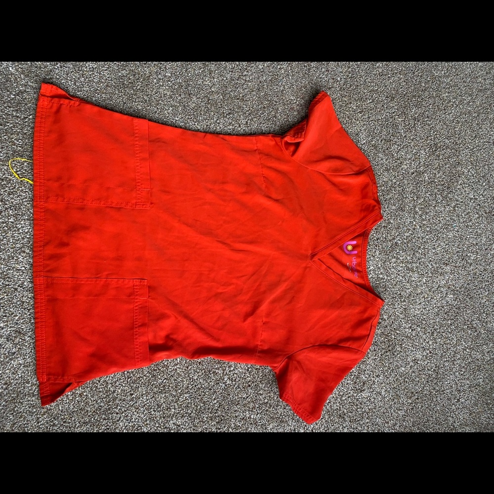 Red Orange bright scrub top size small